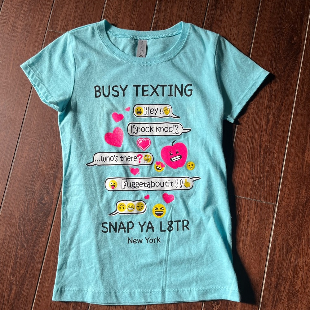 Next Level Apparel Kids Emoji Graphic T-Shirt - Light Blue
